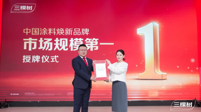 三棵树“马上住”位列中国涂料焕新品牌市场规模第一